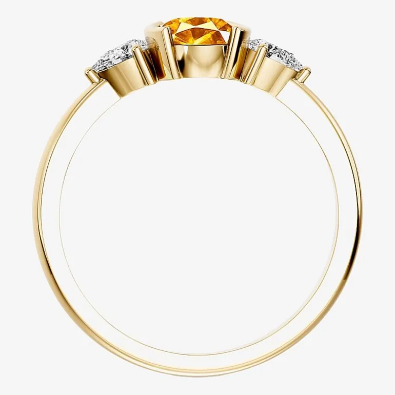 1/5 CT. T.W. Lab-Grownd Diamond and Genuine Gemstone 10K Gold Oval 3-Stone Cocktail Ring