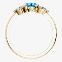 1/5 CT. T.W. Lab-Grownd Diamond and Genuine Gemstone 10K Gold Oval 3-Stone Cocktail Ring