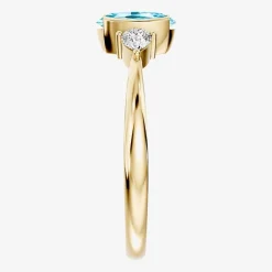 1/5 CT. T.W. Lab-Grownd Diamond and Genuine Gemstone 10K Gold Oval 3-Stone Cocktail Ring