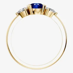 1/5 CT. T.W. Lab-Grownd Diamond and Genuine Gemstone 10K Gold Oval 3-Stone Cocktail Ring