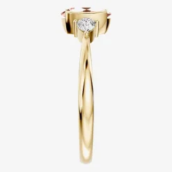 1/5 CT. T.W. Lab-Grownd Diamond and Genuine Gemstone 10K Gold Oval 3-Stone Cocktail Ring