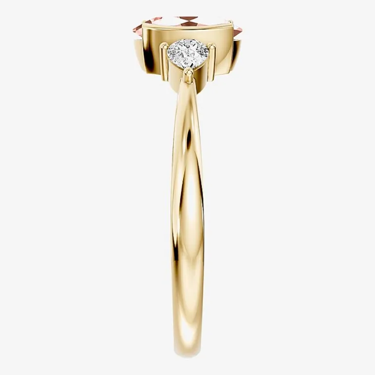 1/5 CT. T.W. Lab-Grownd Diamond and Genuine Gemstone 10K Gold Oval 3-Stone Cocktail Ring