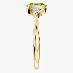 1/5 CT. T.W. Lab-Grownd Diamond and Genuine Gemstone 10K Gold Oval 3-Stone Cocktail Ring
