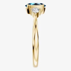 1/5 CT. T.W. Lab-Grownd Diamond and Genuine Gemstone 10K Gold Oval 3-Stone Cocktail Ring