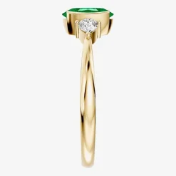 1/5 CT. T.W. Lab-Grownd Diamond and Genuine Gemstone 10K Gold Oval 3-Stone Cocktail Ring