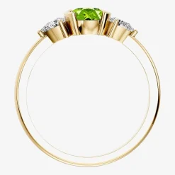 1/5 CT. T.W. Lab-Grownd Diamond and Genuine Gemstone 10K Gold Oval 3-Stone Cocktail Ring