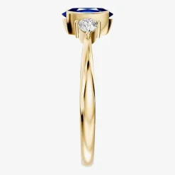 1/5 CT. T.W. Lab-Grownd Diamond and Genuine Gemstone 10K Gold Oval 3-Stone Cocktail Ring