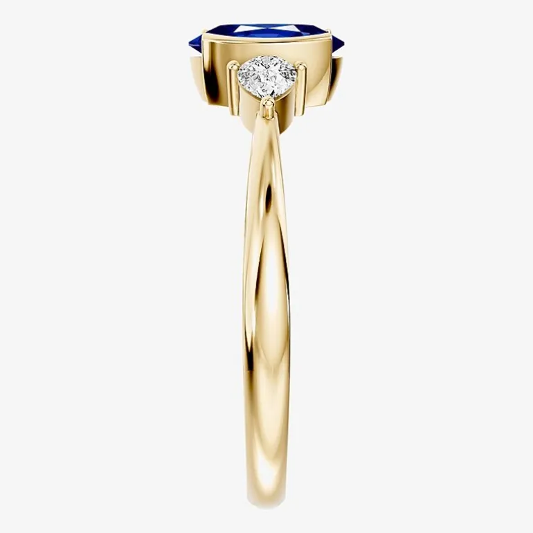 1/5 CT. T.W. Lab-Grownd Diamond and Genuine Gemstone 10K Gold Oval 3-Stone Cocktail Ring