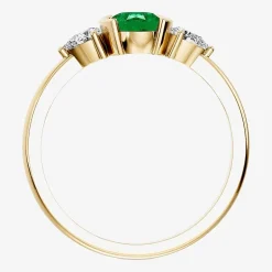 1/5 CT. T.W. Lab-Grownd Diamond and Genuine Gemstone 10K Gold Oval 3-Stone Cocktail Ring