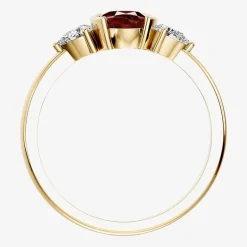 1/5 CT. T.W. Lab-Grownd Diamond and Genuine Gemstone 10K Gold Oval 3-Stone Cocktail Ring