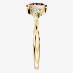 1/5 CT. T.W. Lab-Grownd Diamond and Genuine Gemstone 10K Gold Oval 3-Stone Cocktail Ring