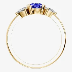 1/5 CT. T.W. Lab-Grownd Diamond and Genuine Gemstone 10K Gold Oval 3-Stone Cocktail Ring