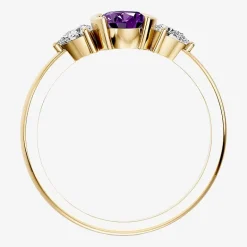 1/5 CT. T.W. Lab-Grownd Diamond and Genuine Gemstone 10K Gold Oval 3-Stone Cocktail Ring