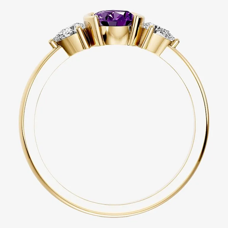 1/5 CT. T.W. Lab-Grownd Diamond and Genuine Gemstone 10K Gold Oval 3-Stone Cocktail Ring