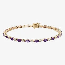 1 CT. T.W. Lab-Grown Diamond and Genuine Gemstone 10K Gold 7.5 Inch Tennis Bracelet