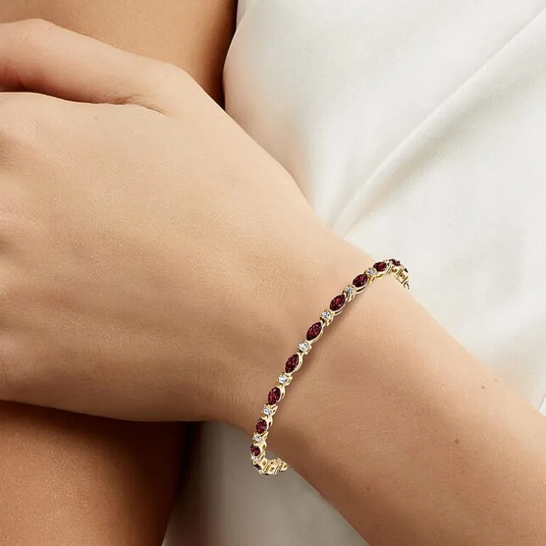 1 CT. T.W. Lab-Grown Diamond and Genuine Gemstone 10K Gold 7.5 Inch Tennis Bracelet