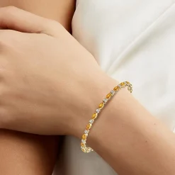 1 CT. T.W. Lab-Grown Diamond and Genuine Gemstone 10K Gold 7.5 Inch Tennis Bracelet