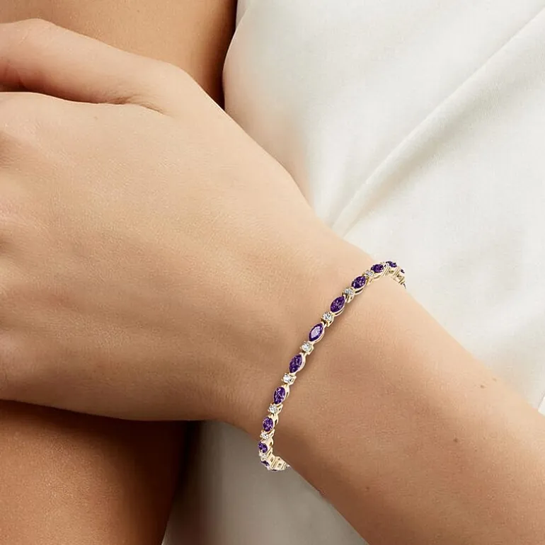 1 CT. T.W. Lab-Grown Diamond and Genuine Gemstone 10K Gold 7.5 Inch Tennis Bracelet