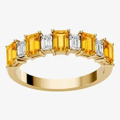 3/8 CT. T.W. Lab-Grown Diamond and Genuine Gemstone 10K Gold Band