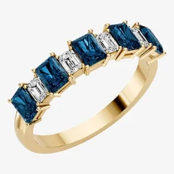 3/8 CT. T.W. Lab-Grown Diamond and Genuine Gemstone 10K Gold Band