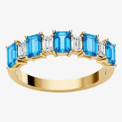 3/8 CT. T.W. Lab-Grown Diamond and Genuine Gemstone 10K Gold Band