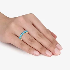 3/8 CT. T.W. Lab-Grown Diamond and Genuine Gemstone 10K Gold Band