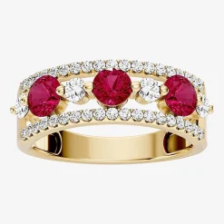 3/8 CT. T.W. Lab-Grown Diamond and Genuine Gemstone 10K Gold Band