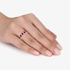 3/8 CT. T.W. Lab-Grown Diamond and Genuine Gemstone 10K Gold Band