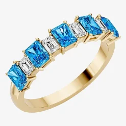 3/8 CT. T.W. Lab-Grown Diamond and Genuine Gemstone 10K Gold Band