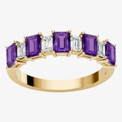3/8 CT. T.W. Lab-Grown Diamond and Genuine Gemstone 10K Gold Band