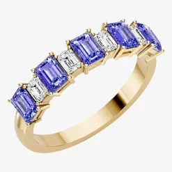 3/8 CT. T.W. Lab-Grown Diamond and Genuine Gemstone 10K Gold Band