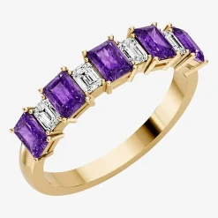 3/8 CT. T.W. Lab-Grown Diamond and Genuine Gemstone 10K Gold Band