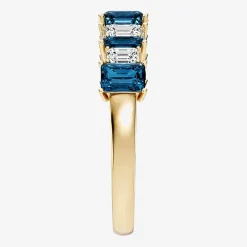 3/8 CT. T.W. Lab-Grown Diamond and Genuine Gemstone 10K Gold Band
