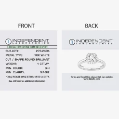 1 CT. T.W. Lab-Grown (G-H / SI1-SI2) Diamond Cushion Halo Engagement Ring in 10K Gold