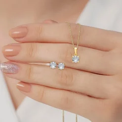 3 CT. T.W. Lab Grown White Diamond 14K Gold Round Jewelry Set