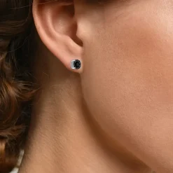 1/2 CT. T.W. Natural Black Diamond Sterling Silver 6.5mm Round Stud Earrings
