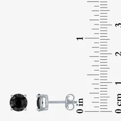 1/2 CT. T.W. Natural Black Diamond Sterling Silver 6.5mm Round Stud Earrings