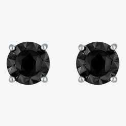 1/2 CT. T.W. Natural Black Diamond Sterling Silver 6.5mm Round Stud Earrings