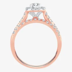 1 CT.T.W. Natural Diamond Cushion Halo Bridal Set in 10K or 14K Gold