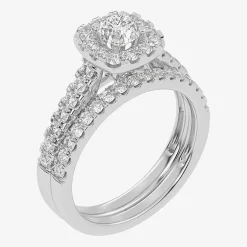 1 CT.T.W. Natural Diamond Cushion Halo Bridal Set in 10K or 14K Gold