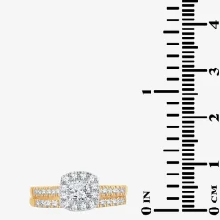 1 CT.T.W. Natural Diamond Cushion Halo Bridal Set in 10K or 14K Gold