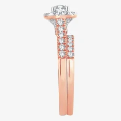 1 CT.T.W. Natural Diamond Cushion Halo Bridal Set in 10K or 14K Gold