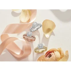 1 CT.T.W. Natural Diamond Cushion Halo Bridal Set in 10K or 14K Gold