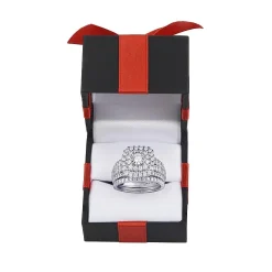 2 CT.T.W. Natural Diamond Cushion Shape Side Stone Halo Bridal Set in 10K or 14K White Gold