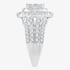 3 CT.T.W. Natural Diamond Cushion Shape Side Stone Halo Engagement Ring in 10K or 14K White Gold