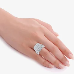 3 CT.T.W. Natural Diamond Cushion Shape Side Stone Halo Engagement Ring in 10K or 14K White Gold
