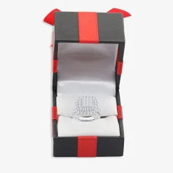 3 CT.T.W. Natural Diamond Cushion Shape Side Stone Halo Engagement Ring in 10K or 14K White Gold