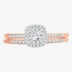 1/2 CT.T.W. Natural Diamond Halo Bridal Set 10K or 14K White Gold