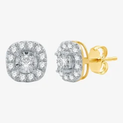 1 CT.T.W. Natural Diamond 10K Gold 9.7mm Stud Earrings