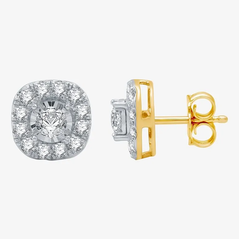 1 CT.T.W. Natural Diamond 10K Gold 9.7mm Stud Earrings